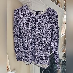 NWT Women's Tyler Boe Purple Leopard Print Blouse Hi Lo Sz L $156